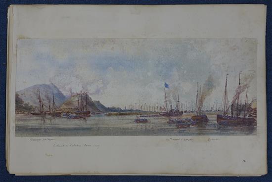 Commander J.Corbett (19th C.) Naval officers sketches of voyages in the 1850s including Attack on the Forts at Fatshan, China in 1857